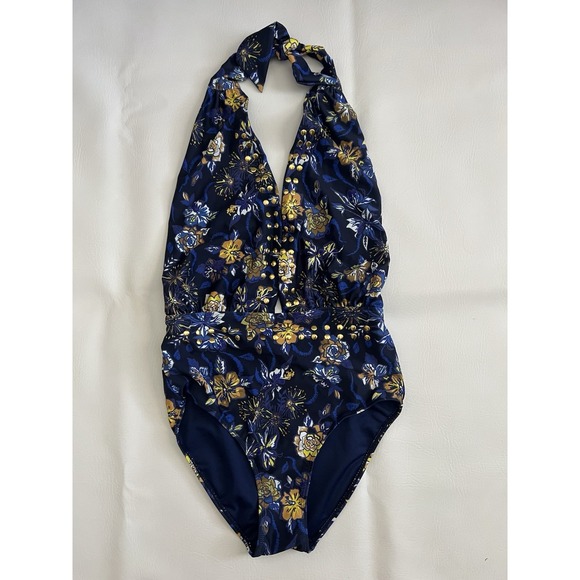 YMI Other - YMI Swimsuit Blue Floral Studded NWOT Size Medium Summer Boho Beach Vacation